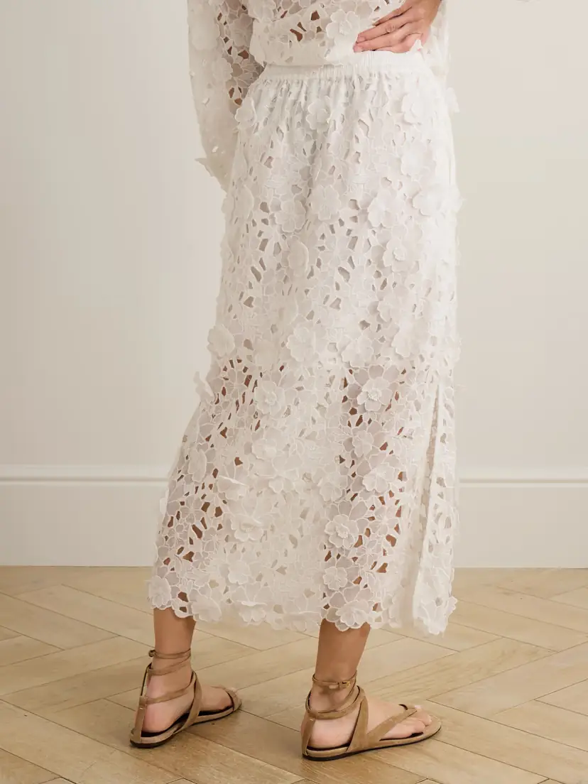 Zimmermann Patience Broderie Anglaise Cotton Midi Skirt | Thumbnail 4
