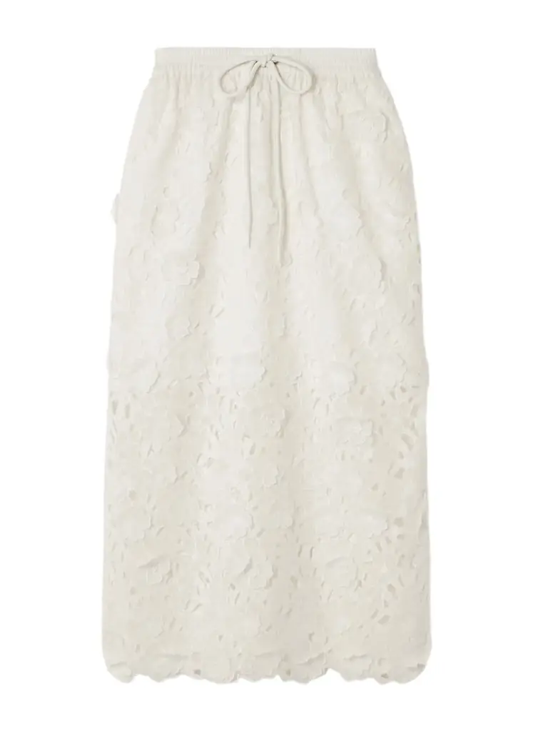 Patience Broderie Anglaise Cotton Midi Skirt