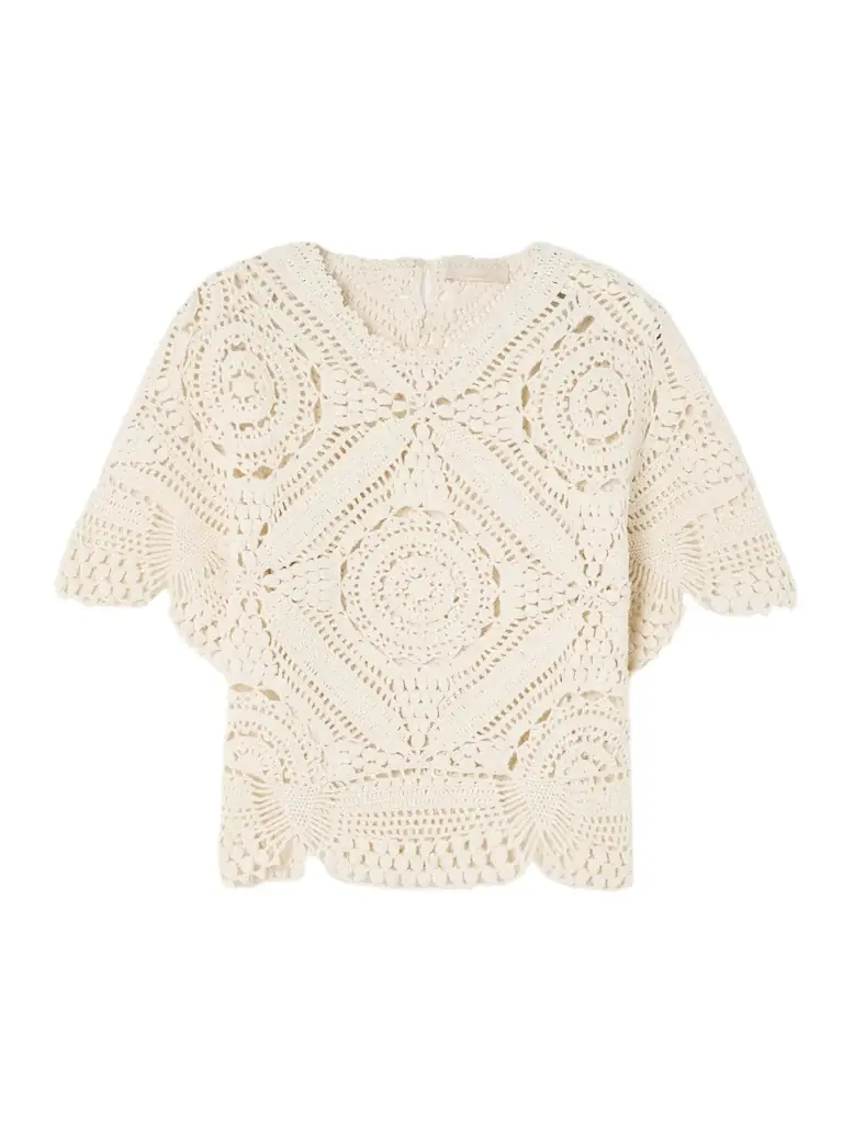 Ulla Johnson Maddalena Scalloped Crocheted Cotton Blouse | Image 1 Ulla Johnson Maddalena Scalloped Crocheted Cotton Blouse | Image 1