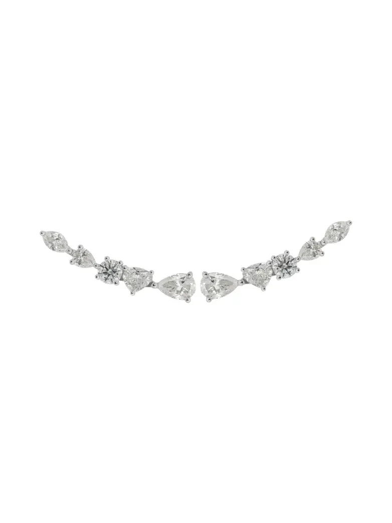 1.23ct Diamond 18K Gold Multi Shape Climber Earrings
