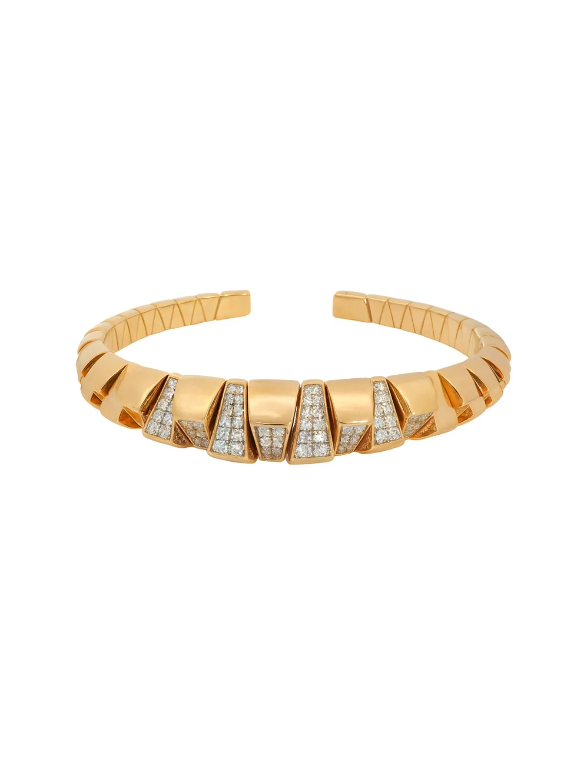 Wish Fine Jewelry Diamond 18K Gold Cuff Design Bangle Bracelet