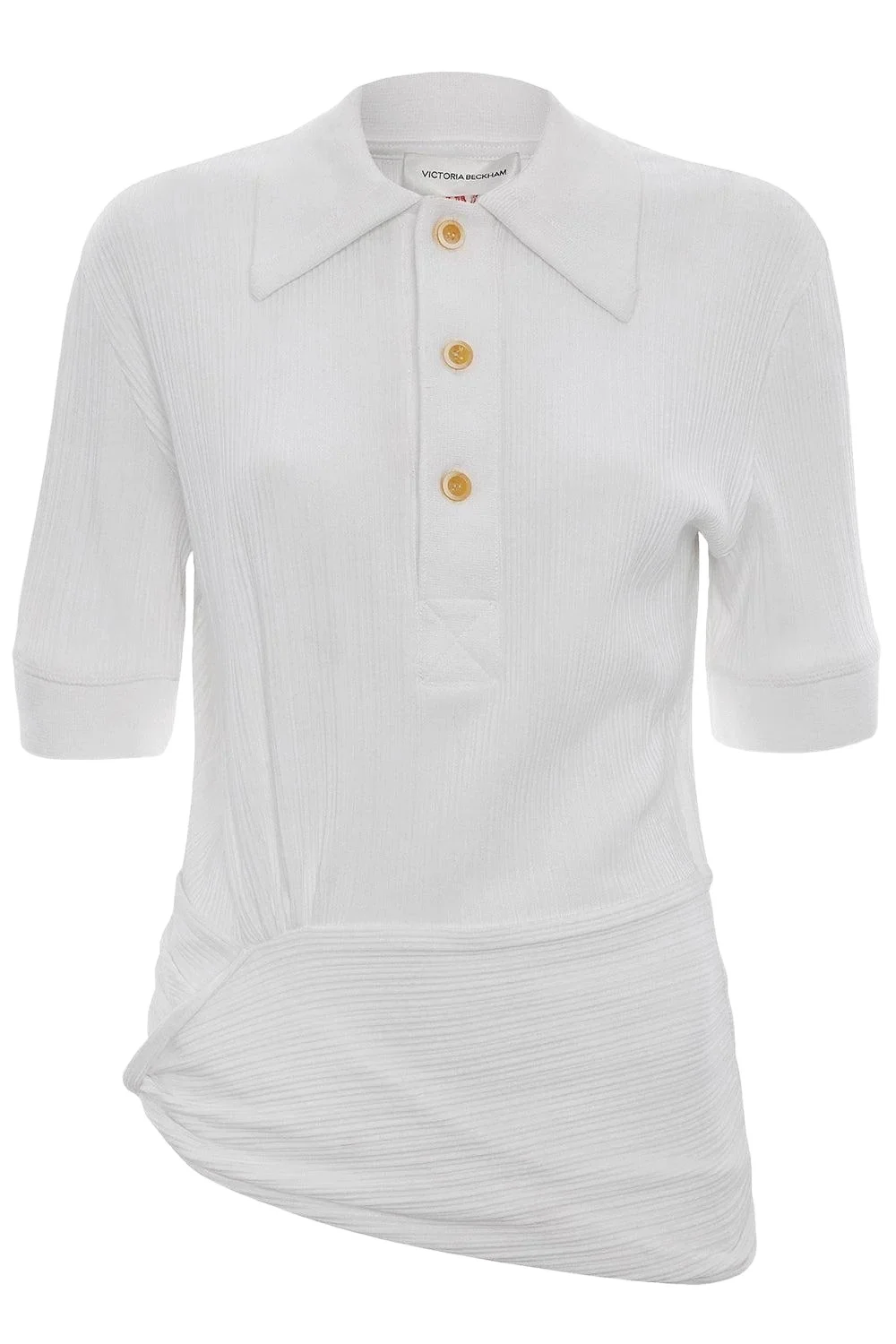 Twist Detail Polo Top - White Twist Detail Polo Top - White