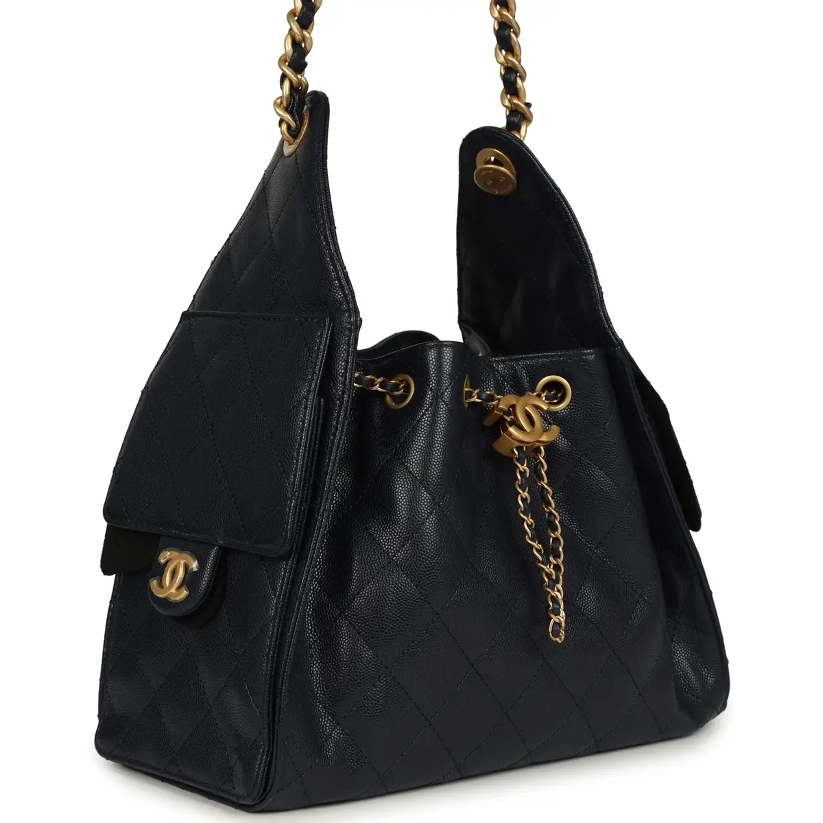 Chanel Chanel Small 25 Hobo Bag Dark Navy Caviar Antique Gold Hardware | Thumbnail 2