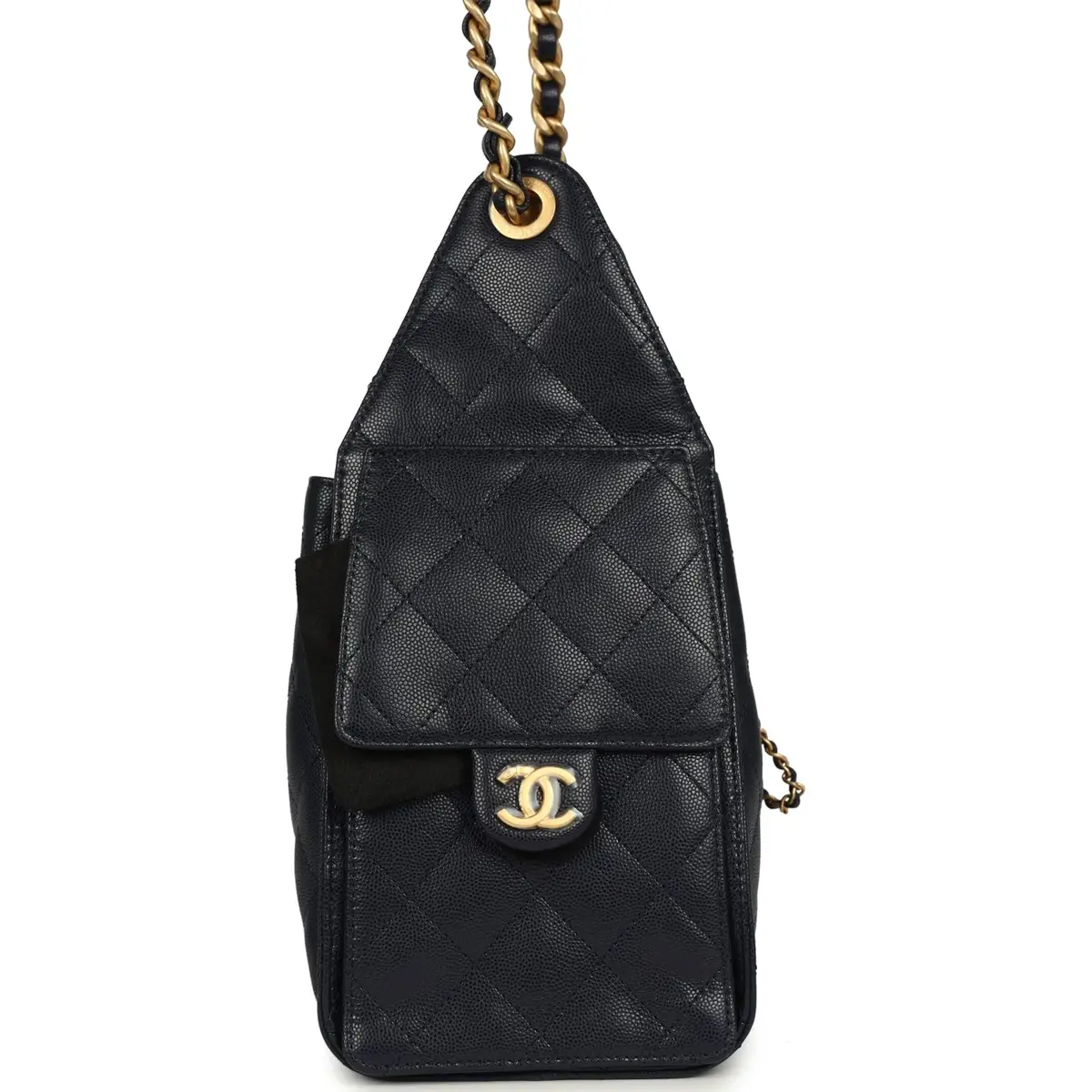 Chanel Chanel Small 25 Hobo Bag Dark Navy Caviar Antique Gold Hardware | Thumbnail 4