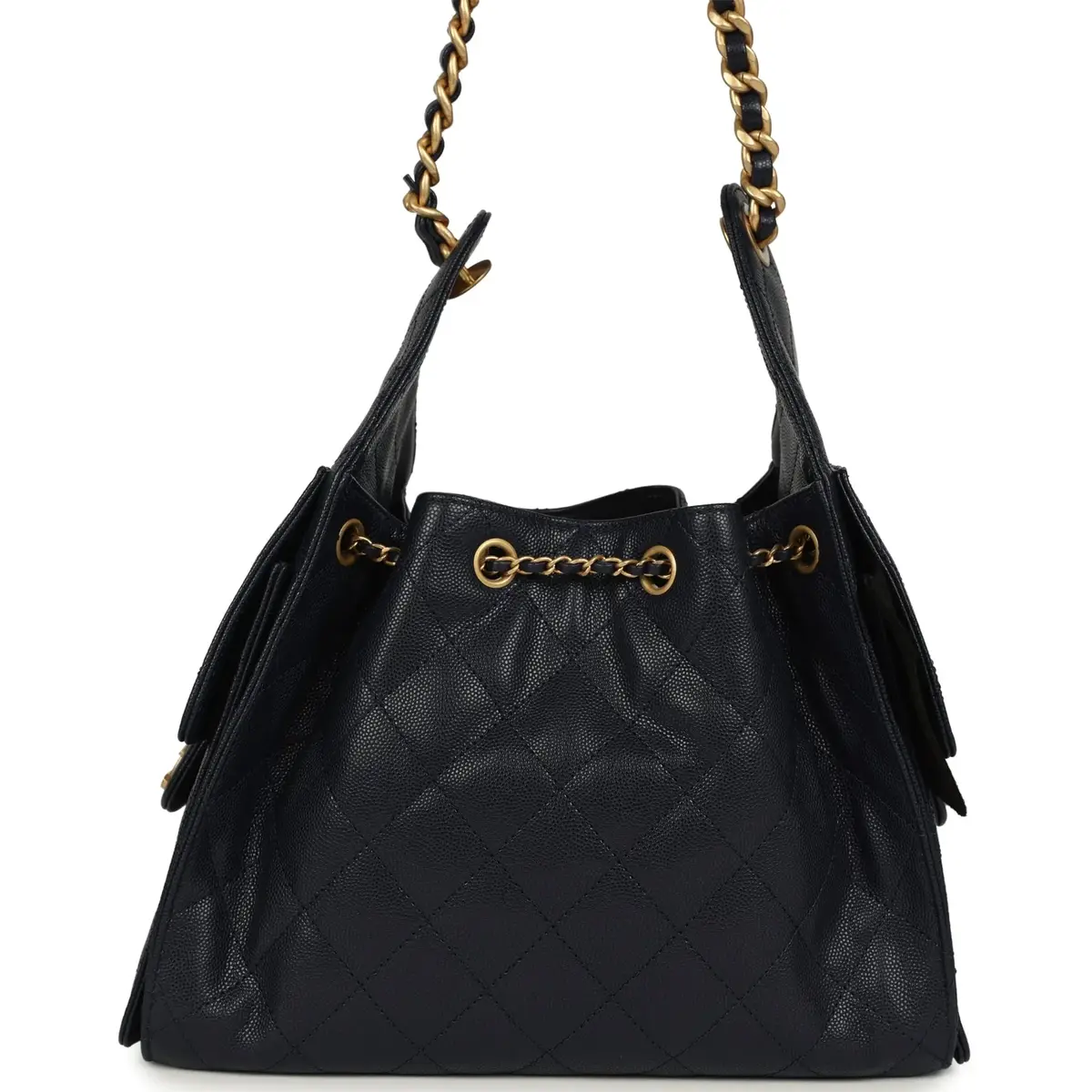 Chanel Chanel Small 25 Hobo Bag Dark Navy Caviar Antique Gold Hardware | Thumbnail 5