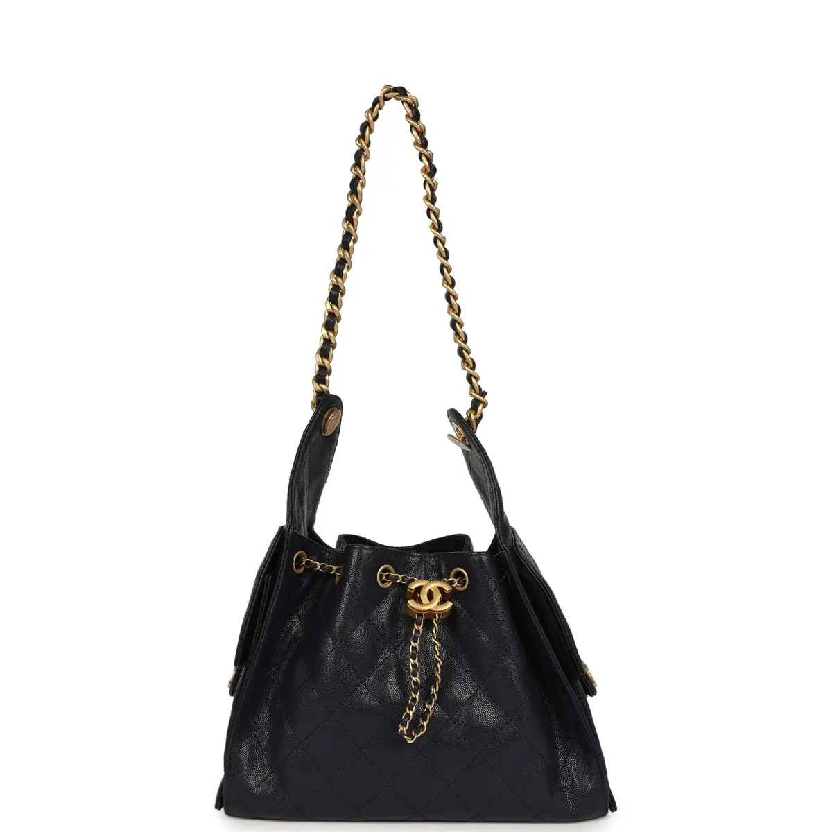 Chanel Chanel Small 25 Hobo Bag Dark Navy Caviar Antique Gold Hardware | Thumbnail 6