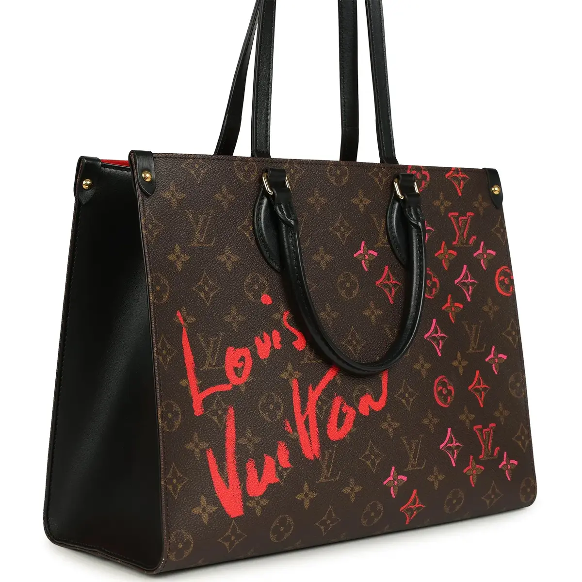 Louis Vuitton Louis Vuitton On The Go Fall In Love MM Tote Black, Red, Brown Monogram Gold Hardware | Thumbnail 2 Louis Vuitton Louis Vuitton On The Go Fall In Love MM Tote Black, Red, Brown Monogram Gold Hardware | Thumbnail 2