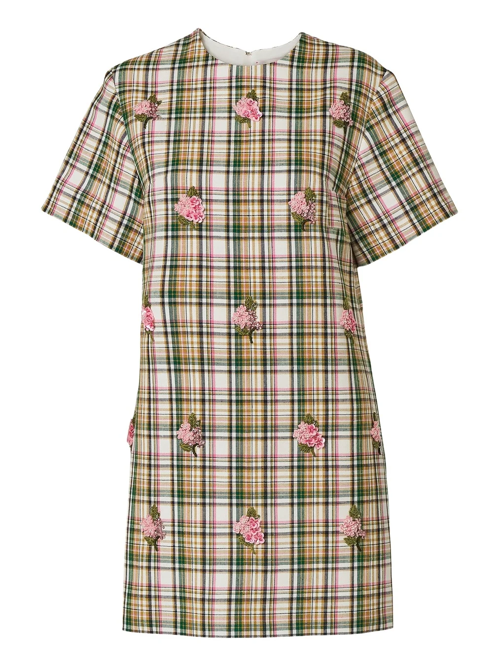 Carolina Herrera Embroidered Check Plaid Tailoring Shift Dress