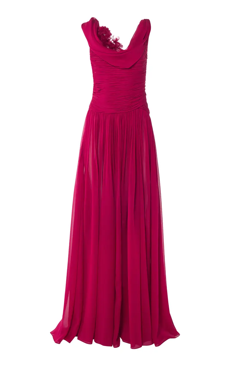 Carolina Herrera Draped Silk-Chiffon Gown | Thumbnail 4