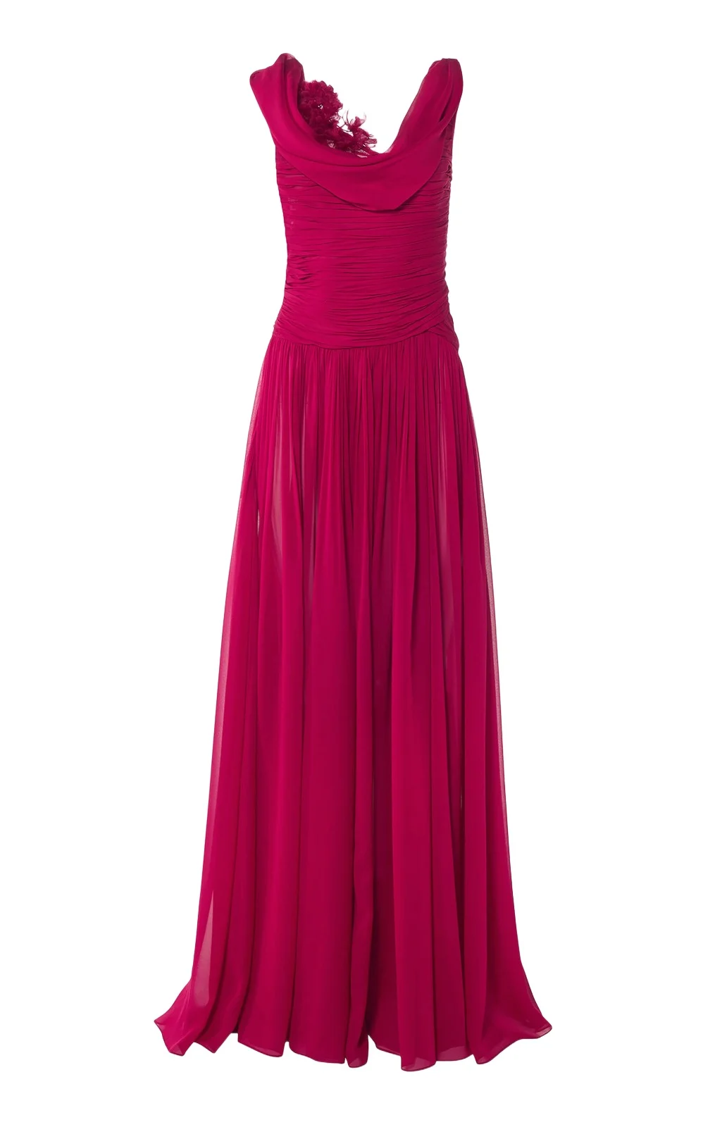 Draped Silk-Chiffon Gown