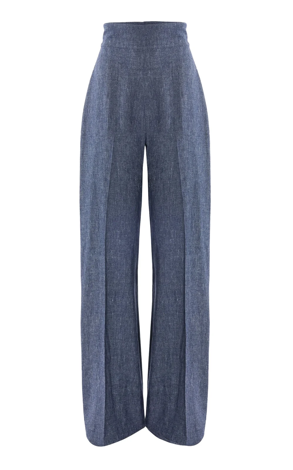 High-Rise Linen-Cashmere Blend Wide-Leg Pants