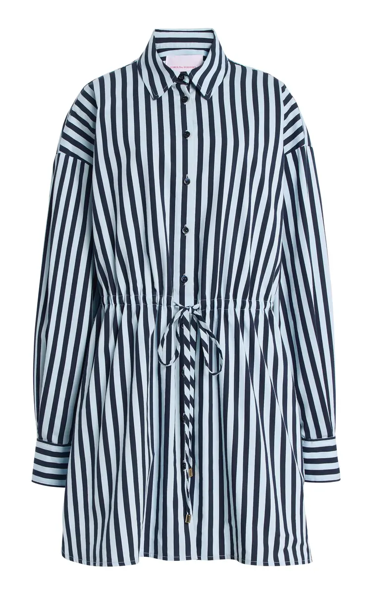 Carolina Herrera Striped Cotton-Blend Mini Shirt Dress | Thumbnail 3 Carolina Herrera Striped Cotton-Blend Mini Shirt Dress | Thumbnail 3