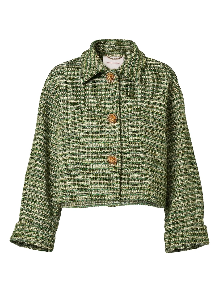 Cropped Cotton-Blend Tweed Jacket
