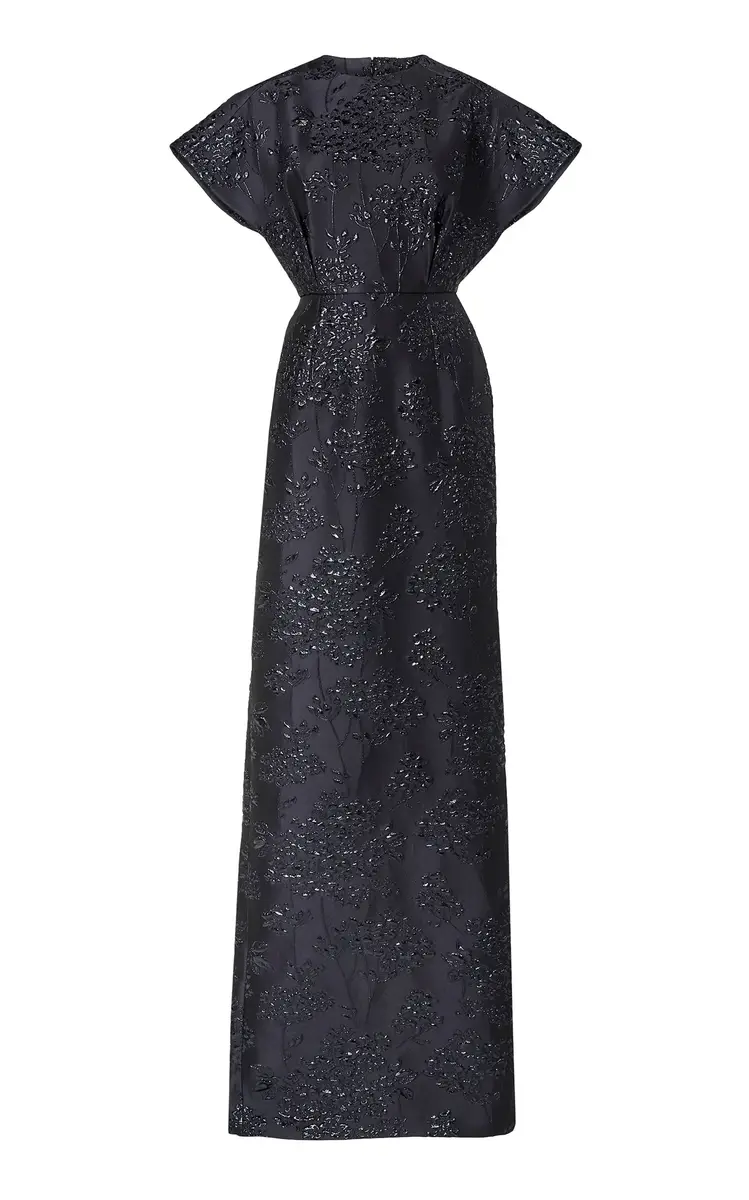 Carolina Herrera Fan-Bodice Floral Bouquet Lurex Gown | Image 1 Carolina Herrera Fan-Bodice Floral Bouquet Lurex Gown | Image 1