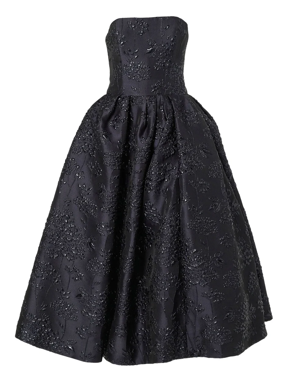 Strapless Floral Bouquet Lurex Midi Dress Strapless Floral Bouquet Lurex Midi Dress