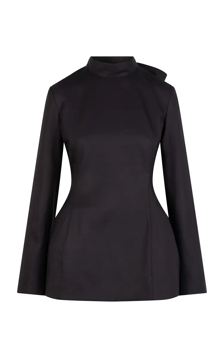 Heirlome Yasmin Mock Neck Long Sleeve Silk Top
