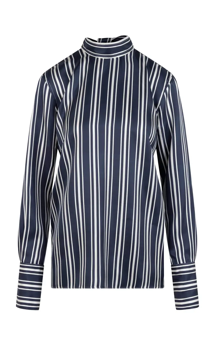 Heirlome Cora Striped Silk Mock Neck Top | Thumbnail 3 Heirlome Cora Striped Silk Mock Neck Top | Thumbnail 3