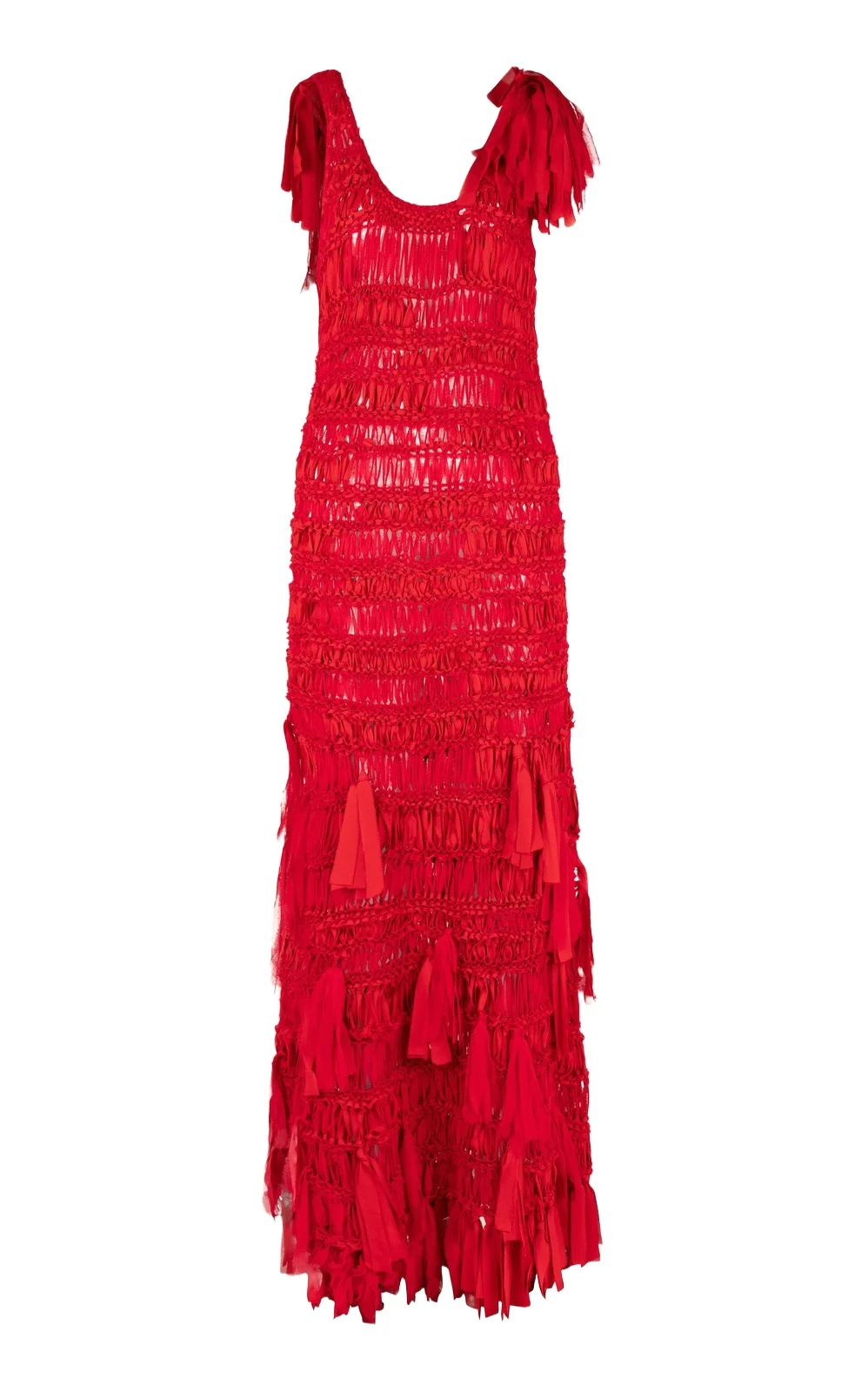 Juanita Tassel-Embellished Woven Silk Maxi Dress