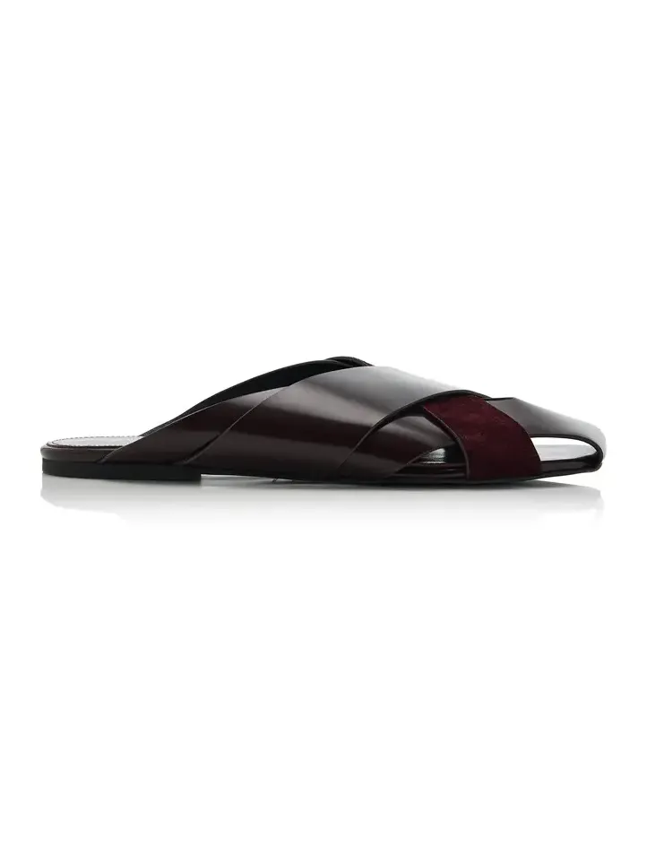 Slant Cross Leather Slides Slant Cross Leather Slides