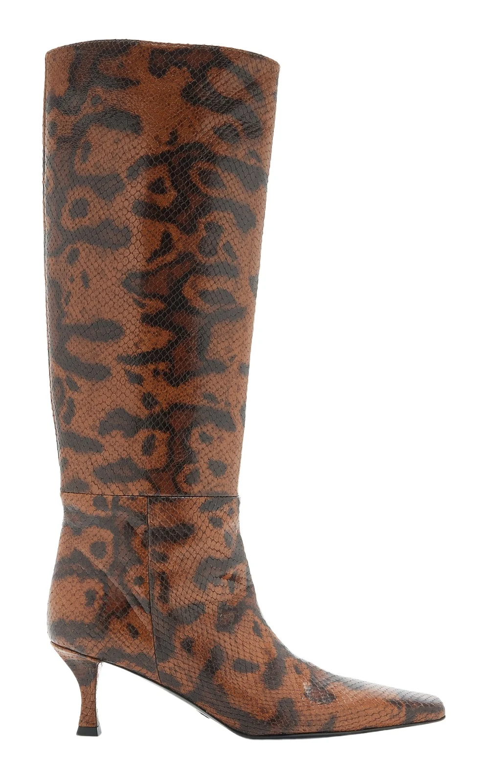 Trap Python-Embossed Leather Knee Boots