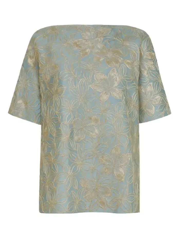 Metallic Floral-Print Top