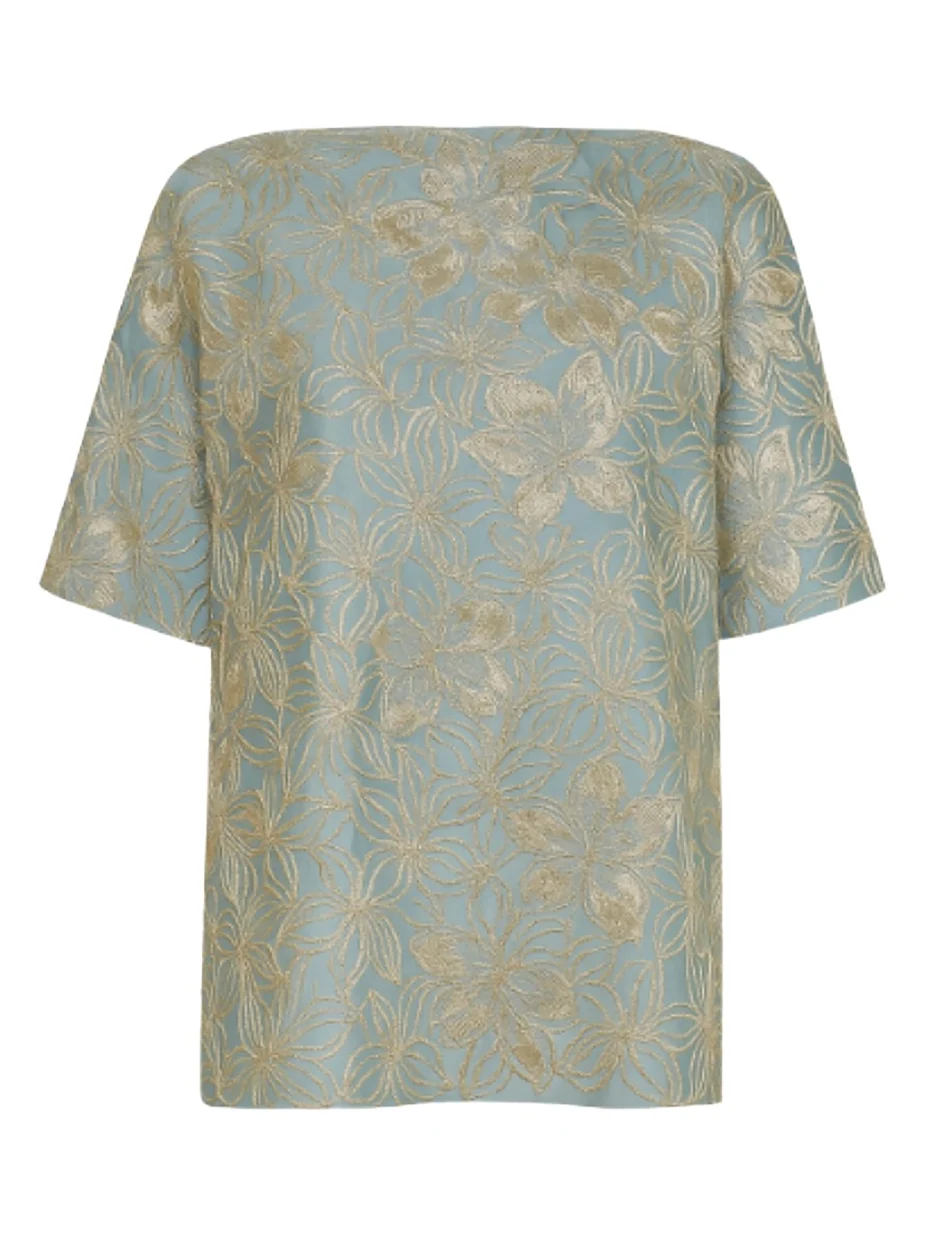 Dima Ayad Metallic Floral-Print Top