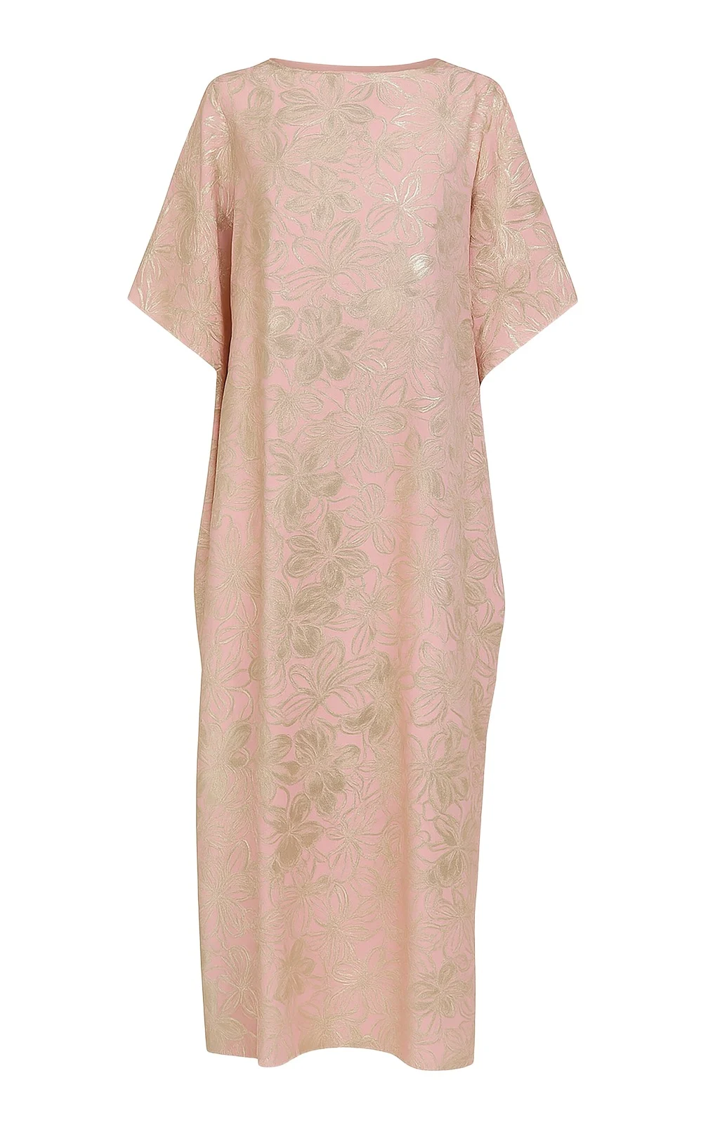 Metallic Floral-Print Maxi Caftan Metallic Floral-Print Maxi Caftan