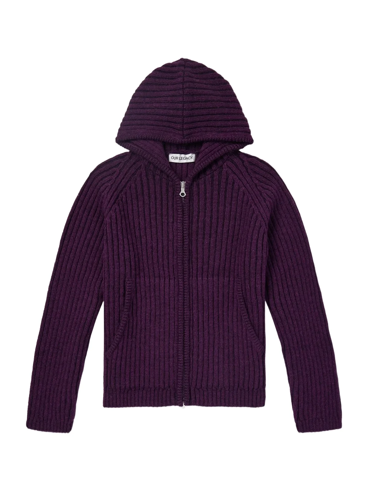 Cropped Ribbed Wool Zip-Up Hoodie - Men Cropped Ribbed Wool Zip-Up Hoodie - Men