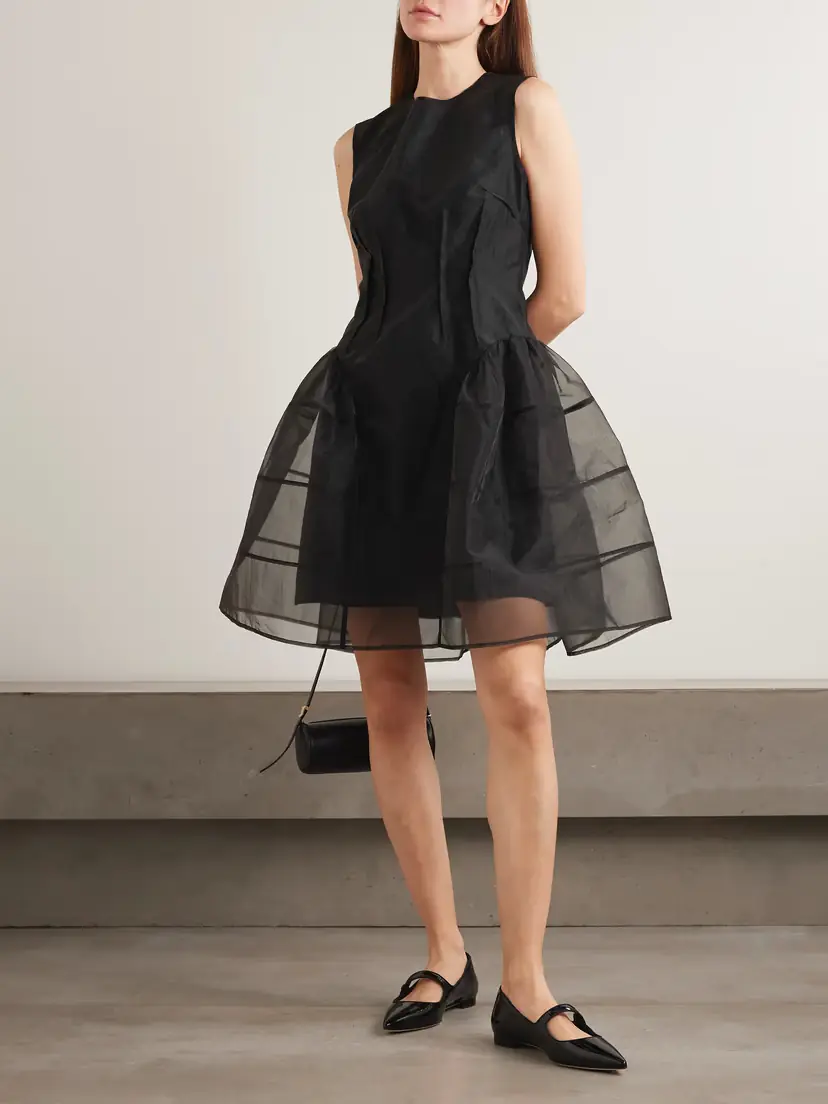 Cecilie Bahnsen Claudie Gathered Paneled Organza And Satin Mini Dress | Thumbnail 2