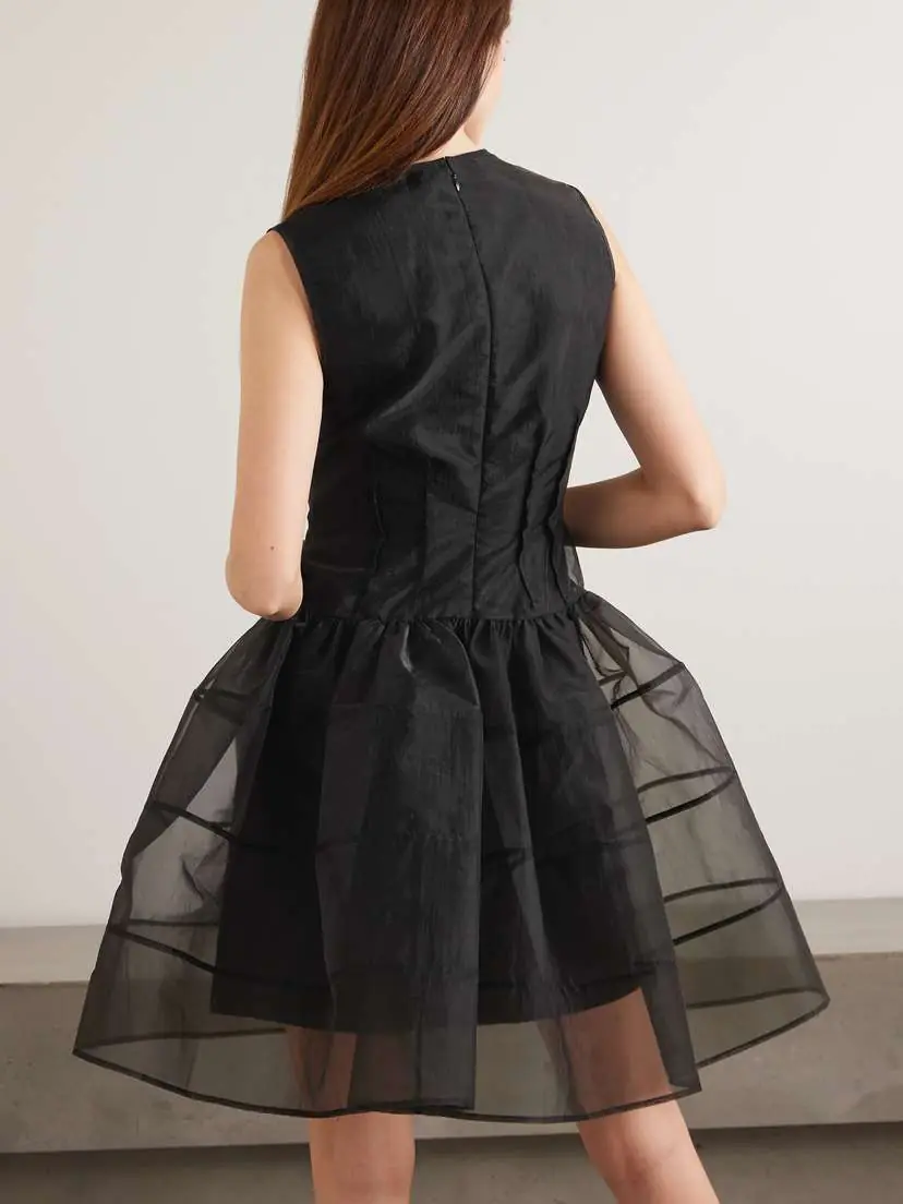 Cecilie Bahnsen Claudie Gathered Paneled Organza And Satin Mini Dress | Thumbnail 3