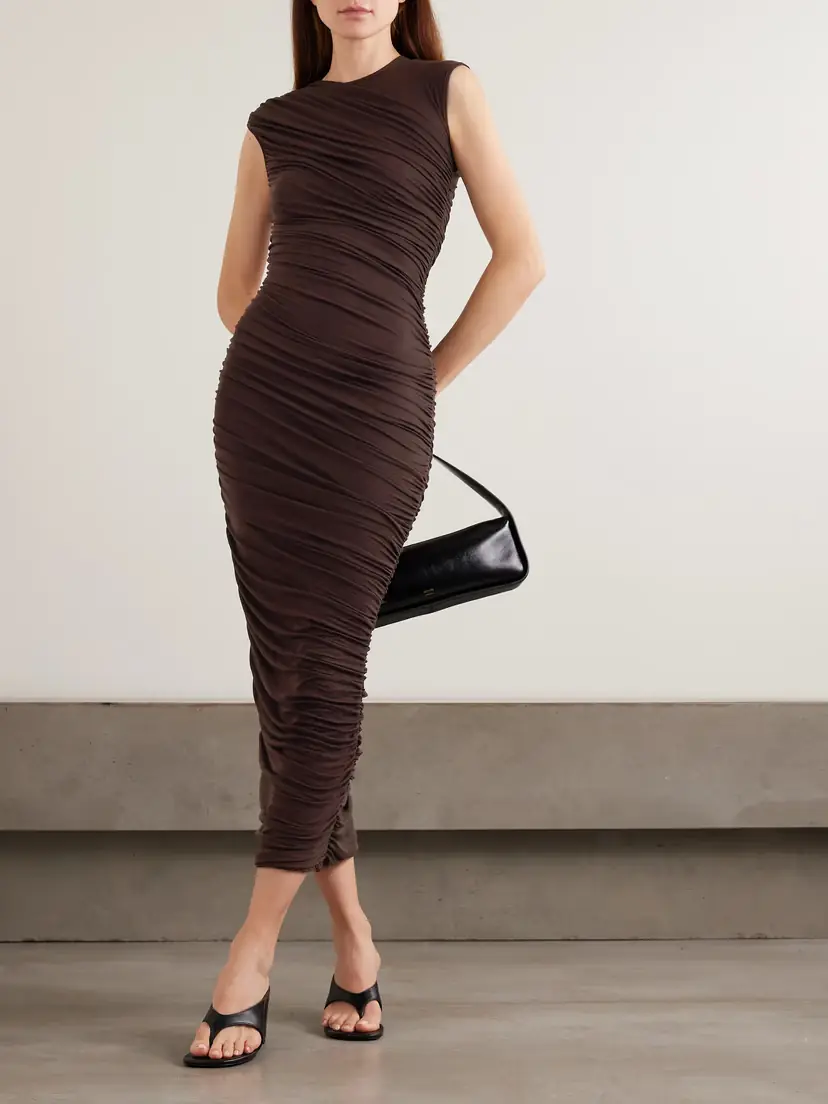 AGOLDE Ester Ruched Lyocell-blend Maxi Dress | Thumbnail 2 AGOLDE Ester Ruched Lyocell-blend Maxi Dress | Thumbnail 2