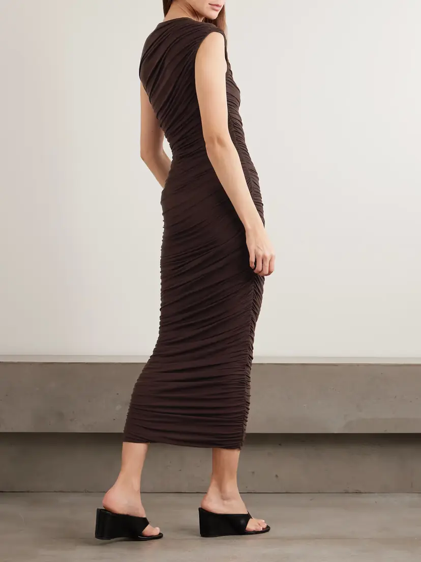 AGOLDE Ester Ruched Lyocell-blend Maxi Dress | Thumbnail 3 AGOLDE Ester Ruched Lyocell-blend Maxi Dress | Thumbnail 3