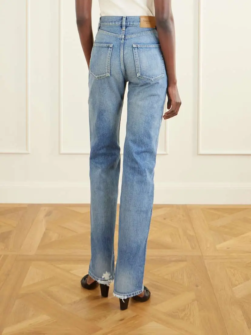 Saint Laurent Distressed High-rise Straight-leg Jeans | Thumbnail 4 Saint Laurent Distressed High-rise Straight-leg Jeans | Thumbnail 4