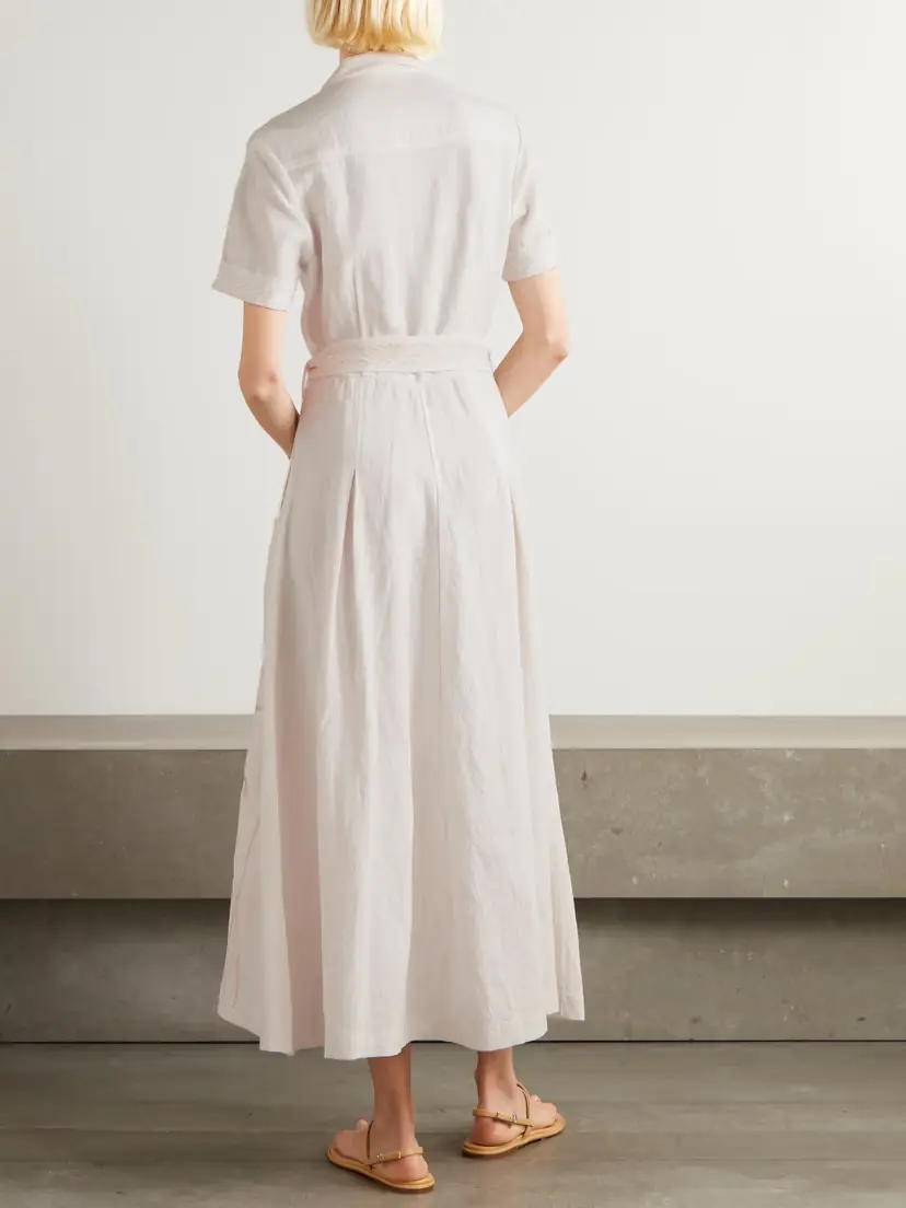 Emporio Sirenuse Daria Embroidered Linen-blend Midi Dress | Thumbnail 3 Emporio Sirenuse Daria Embroidered Linen-blend Midi Dress | Thumbnail 3