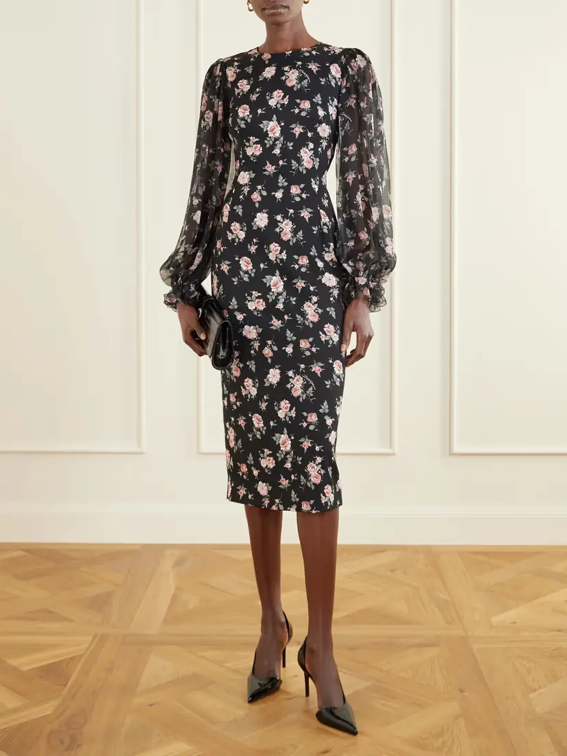 Dolce & Gabbana Floral-print Silk-blend Satin And Chiffon Dress | Thumbnail 2