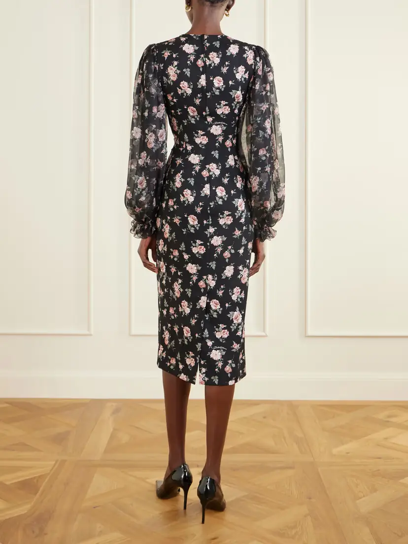 Dolce & Gabbana Floral-print Silk-blend Satin And Chiffon Dress | Thumbnail 4