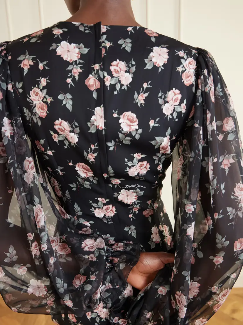Dolce & Gabbana Floral-print Silk-blend Satin And Chiffon Dress | Thumbnail 5