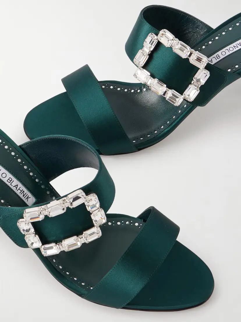 Manolo Blahnik Mayjousan 70 Crystal-embellished Satin Mules | Thumbnail 4 Manolo Blahnik Mayjousan 70 Crystal-embellished Satin Mules | Thumbnail 4