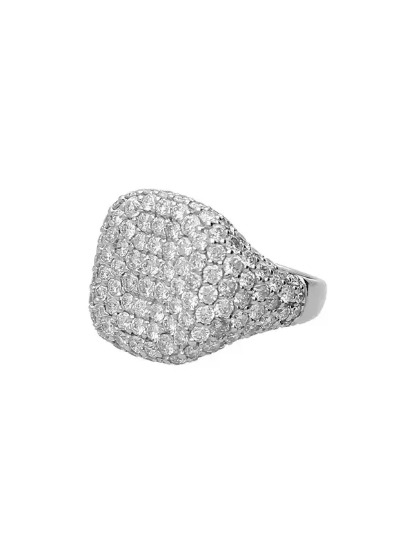 2.09ct Diamond 18K Gold Pave Signet Ring
