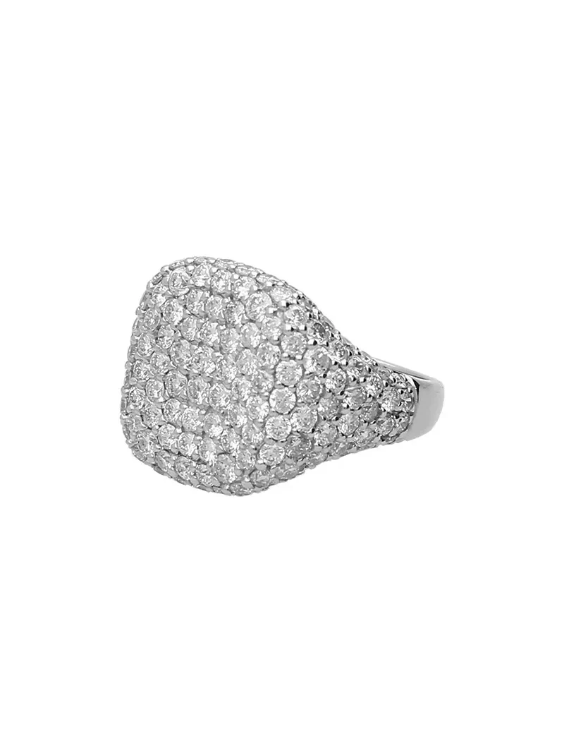 2.09ct Diamond 18K Gold Pave Signet Ring