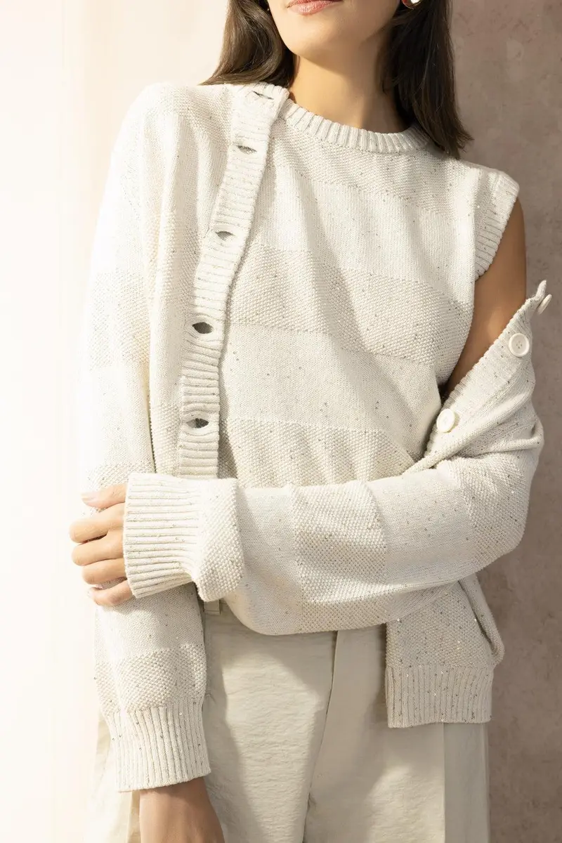 Brunello Cucinelli Stripe Cardigan - Avena | Thumbnail 3
