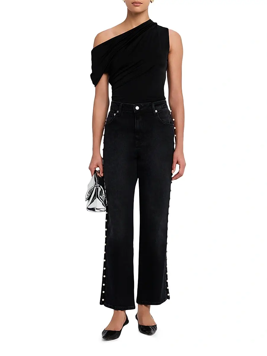 Simkhai Women's Amelia Embellished High-Rise Straight-Leg Ankle Jeans | Thumbnail 2 Simkhai Women's Amelia Embellished High-Rise Straight-Leg Ankle Jeans | Thumbnail 2