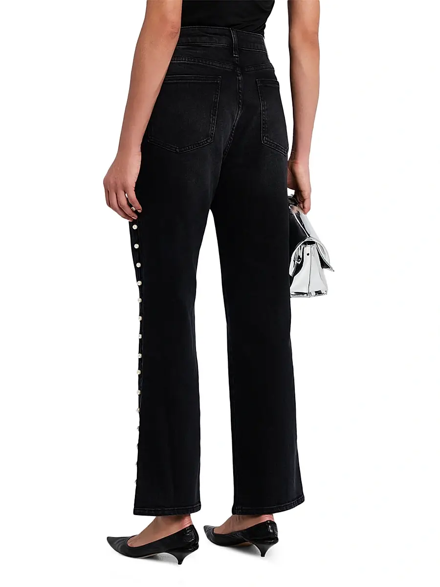Simkhai Women's Amelia Embellished High-Rise Straight-Leg Ankle Jeans | Thumbnail 4 Simkhai Women's Amelia Embellished High-Rise Straight-Leg Ankle Jeans | Thumbnail 4
