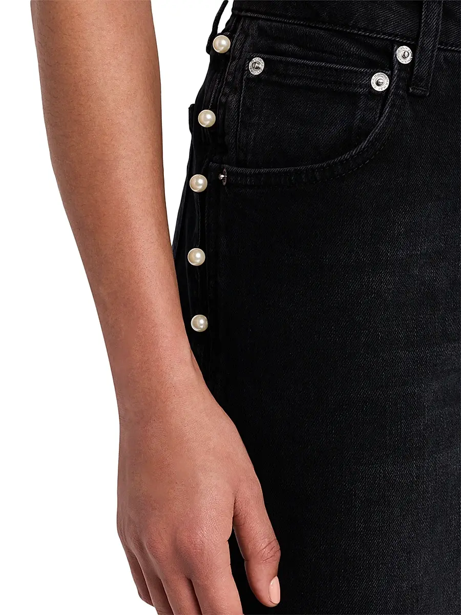 Simkhai Women's Amelia Embellished High-Rise Straight-Leg Ankle Jeans | Thumbnail 5 Simkhai Women's Amelia Embellished High-Rise Straight-Leg Ankle Jeans | Thumbnail 5