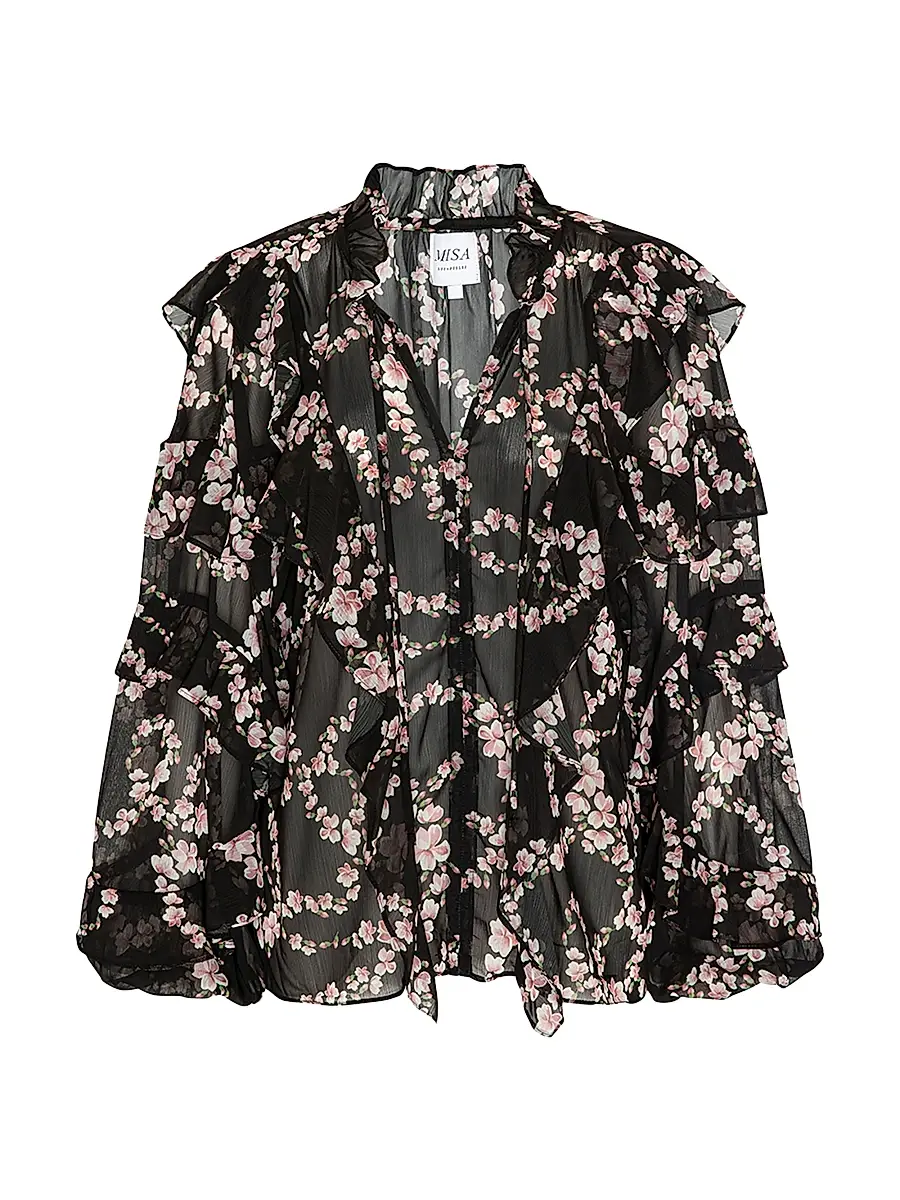 MISA Los Angeles Women's Lupe Ruffled Floral Blouse - Chained Blossom | Image 1 MISA Los Angeles Women's Lupe Ruffled Floral Blouse - Chained Blossom | Image 1