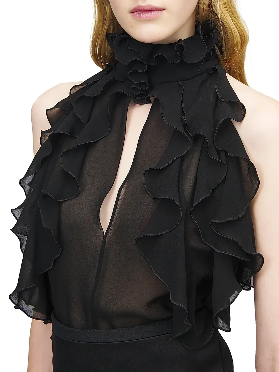 Alexander McQueen Women's Ruffled Sleeveless Silk Top | Thumbnail 6 Alexander McQueen Women's Ruffled Sleeveless Silk Top | Thumbnail 6
