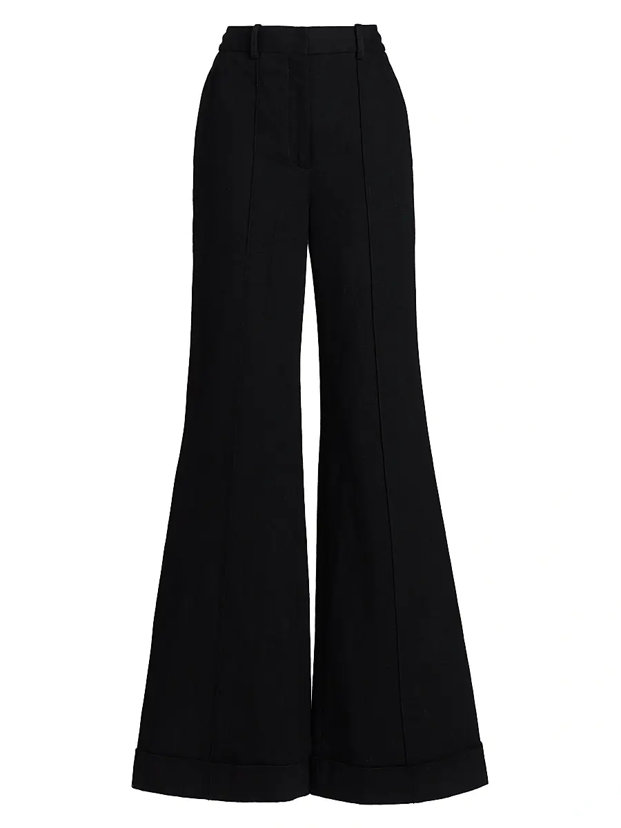 Adam Lippes Women's Deeda Cotton Wide-Leg Pants - Black | Image 1 Adam Lippes Women's Deeda Cotton Wide-Leg Pants - Black | Image 1