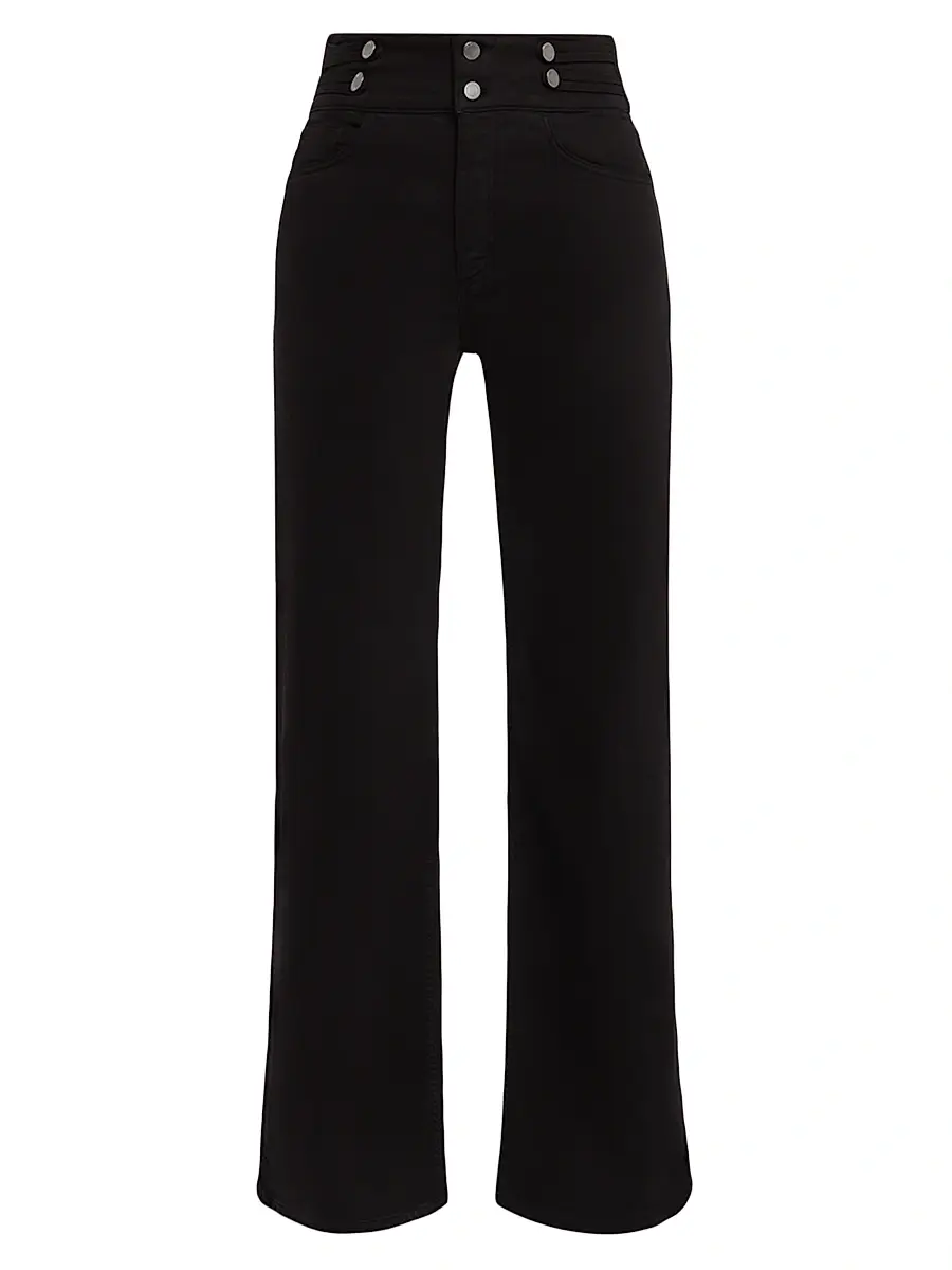 Ramy Brook Women's Liv Double-Waist High-Rise Wide-Leg Jeans