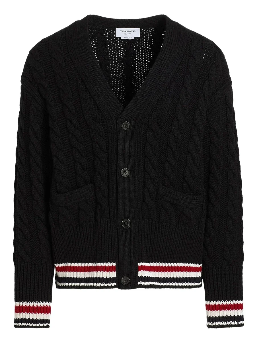Men's Cable-Knit Merino Wool Cardigan