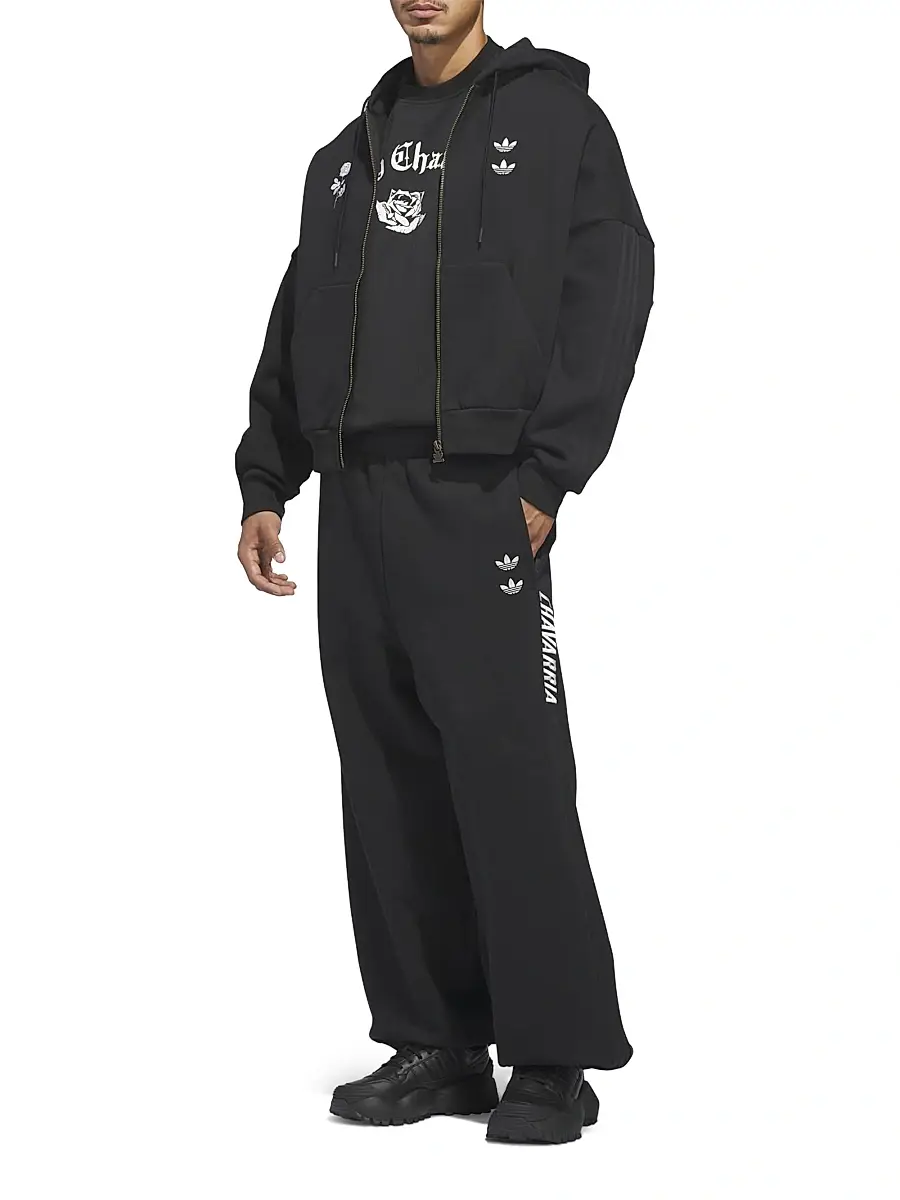 adidas Men's x Willy Chavarria Logo Fleece Sweatpants - Black | Thumbnail 4